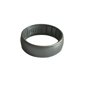 Enso Silicone Ring Unisex Size 12 Metallic Silver Comfortable Flexible Accessory